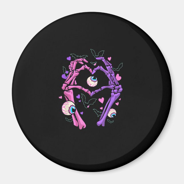 Herz Skeleton Hands - Halloween Pastel Goth Eyeba Magnet (Vorne)