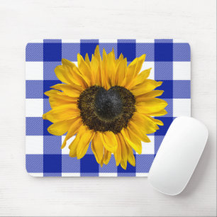 Herz Sonnenblume auf Buffalo Kariert Mousepad