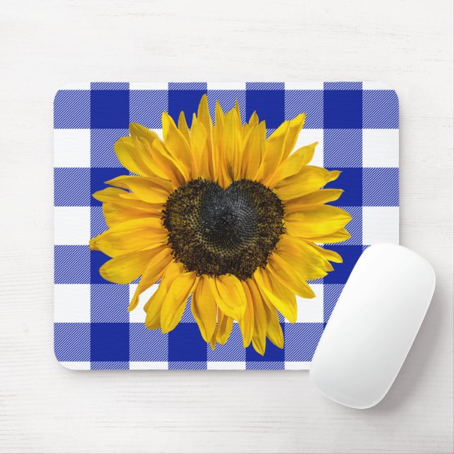 Herz Sonnenblume auf Buffalo Kariert Mousepad (Mit Mouse)