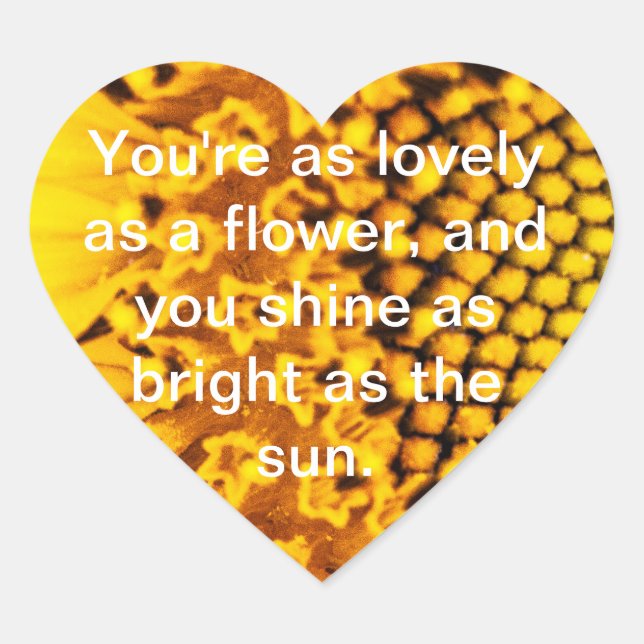 Herz Sonnenblume Herz-Aufkleber (Vorderseite)