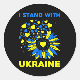 Herz Sonnenblume Ich stehe mit der Ukraine Runder Aufkleber