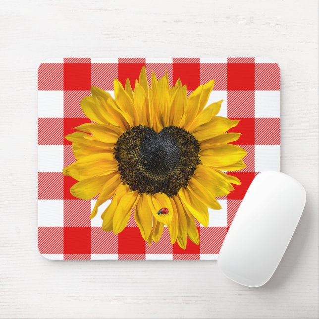 Herz Sonnenblume mit Ladybug Mousepad (Mit Mouse)