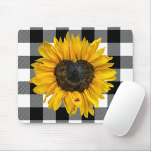 Herz Sonnenblume mit Ladybug Mousepad