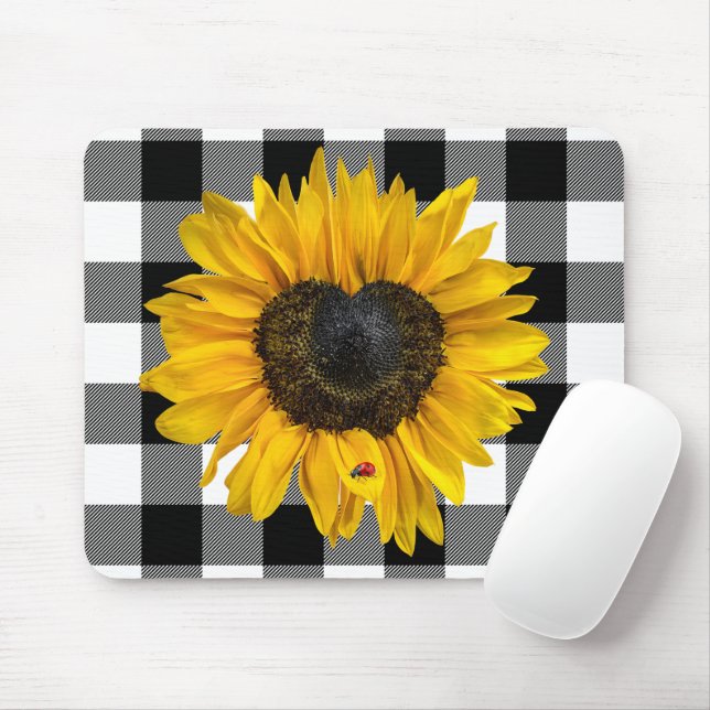 Herz Sonnenblume mit Ladybug Mousepad (Mit Mouse)