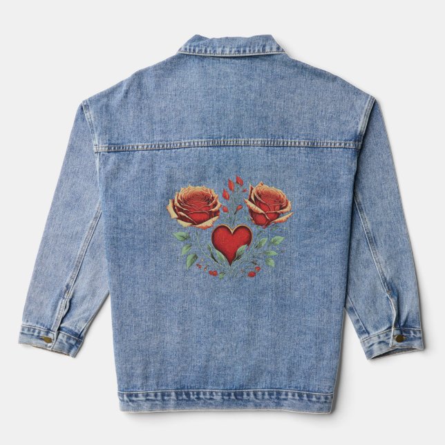 " 🌹 Herz Special Moment Design Style - 💐 💐 💐" Jeansjacke (Rückseite)