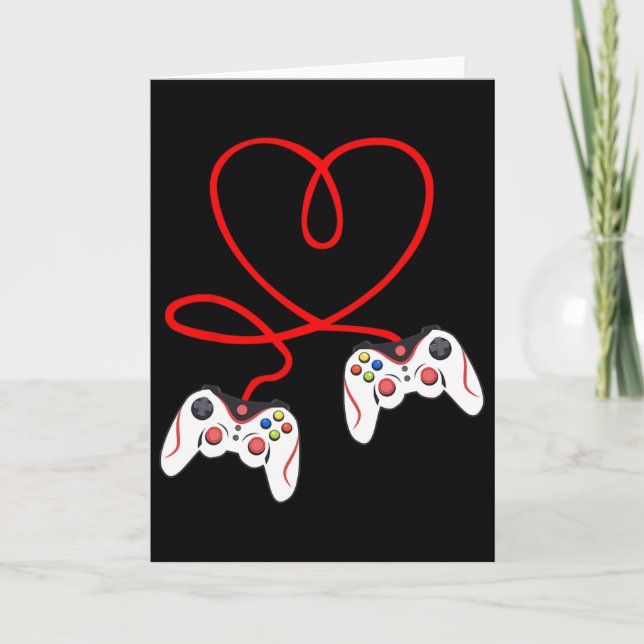 Herz Spielcontroller Videospieler Gaming Valenti Karte (Vorderseite)