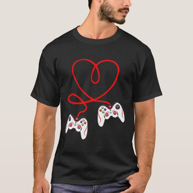Herz Spielcontroller Videospieler Gaming Valenti T-Shirt (Vorderseite)