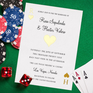 Herz Spielkarte Hochzeit Goldfolie Einladung