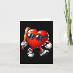 Herz spielt Baseball Lustiger Valentinstag Februar Karte