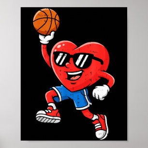 Herz spielt Basketball Valentinstag für jugendlich Poster