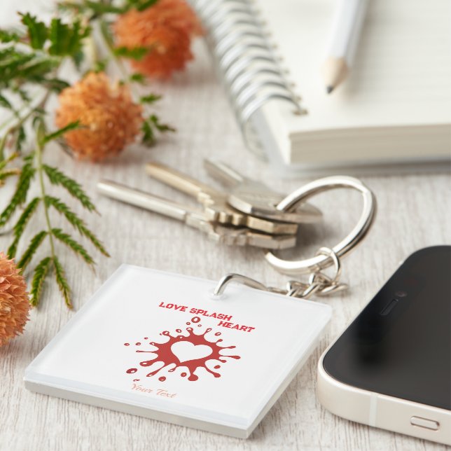 Herz-Splash-Art – Kreatives Liebesausdruck-Design Schlüsselanhänger (Vorderseite rechts)