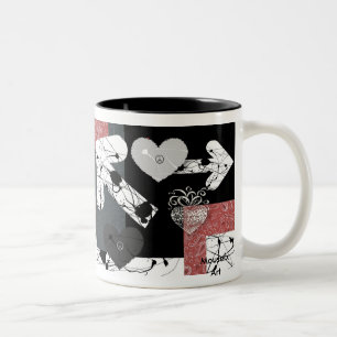 Herz-Spritzer-Tasse Zweifarbige Tasse