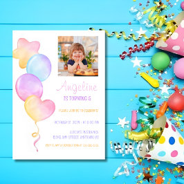 Herz Star Colorful Balloon Foto Kindergeburtstag Einladung