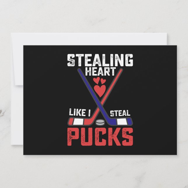 Herz stehlen, wie ich stehle Pucks Hockey Valentin Einladung (Vorderseite)