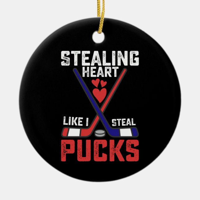 Herz stehlen, wie ich stehle Pucks Hockey Valentin Keramik Ornament (Vorne)