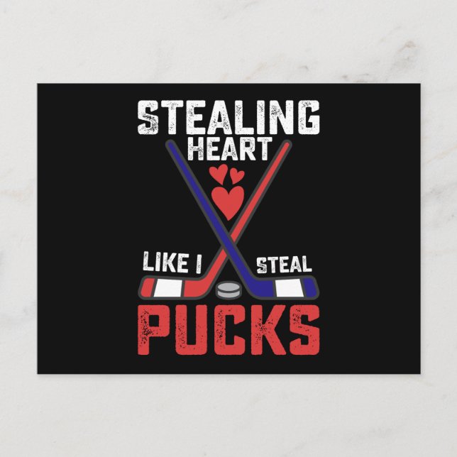 Herz stehlen, wie ich stehle Pucks Hockey Valentin Postkarte (Vorderseite)