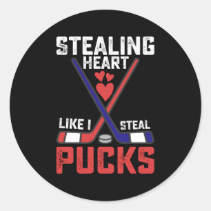 Herz stehlen, wie ich stehle Pucks Hockey Valentin Runder Aufkleber