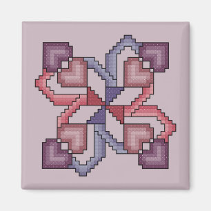 Herz-Steppdecken-Quadratkreuz-Stichmuster Magnet