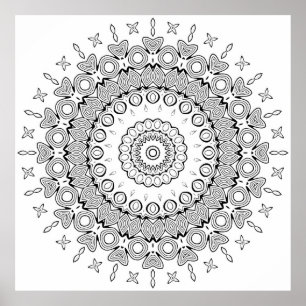 Herz Stern Mandala Malvorlage Intricates Design Poster