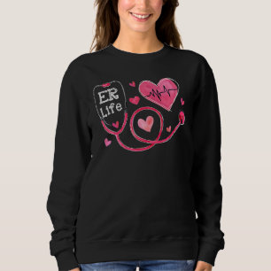 Herz Stethoskop Herzschlag ER Leben Krankenschwest Sweatshirt