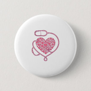Herz Stethoskop Medizin Liebe Vektor-Shirt-Design Button