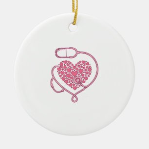 Herz Stethoskop Medizin Liebe Vektor-Shirt-Design Keramik Ornament