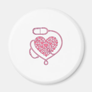 Herz Stethoskop Medizin Liebe Vektor-Shirt-Design Magnet