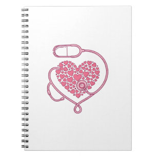 Herz Stethoskop Medizin Liebe Vektor-Shirt-Design Notizblock