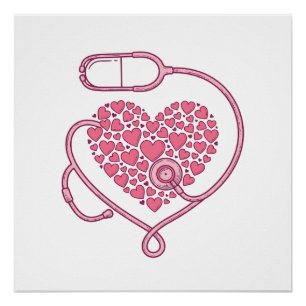 Herz Stethoskop Medizin Liebe Vektor-Shirt-Design Poster