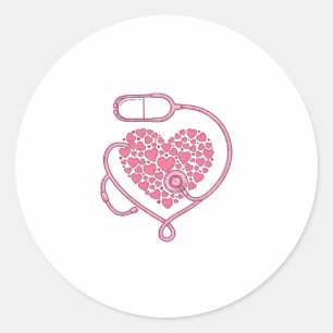 Herz Stethoskop Medizin Liebe Vektor-Shirt-Design Runder Aufkleber