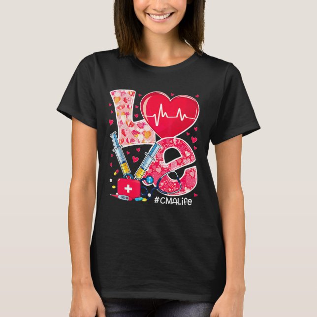 Herz Stethoskop Niedliche Liebe Pflege Valentine C T-Shirt (Vorderseite)
