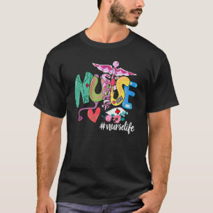 Herz Stethoskop Pflege Krankenschwester Leben Kran T-Shirt