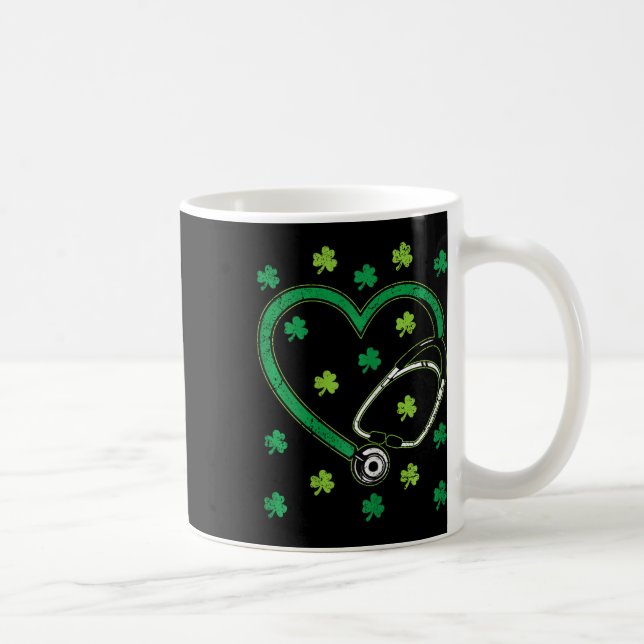 Herz Stethoskop St. Patricks Tag Krankenschwester  Kaffeetasse (Rechts)