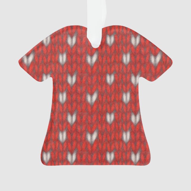 HERZ STRICK Akryllisches Shirt Ornament (Vorderseite)