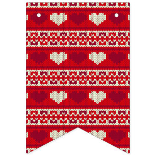 Herz strickt nahtloses Muster 1 + Ihre Ideen Wimpelkette