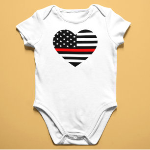 Herz-Stützfeuerwehrmann-Flagge Baby Strampler