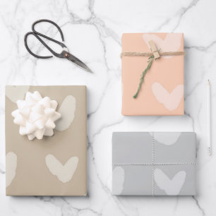Herz Sweet Liebe Artisan Gray Peach Beige Spaß Geschenkpapier Set