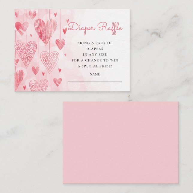 Herz Sweetheart Baby Diaper Raffle Begleitkarte (Vorne/Hinten)