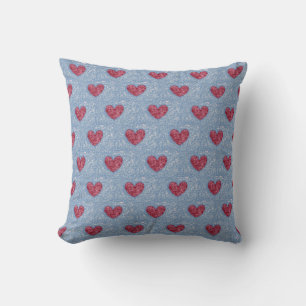 Herz Sweetheart Red Pink Blue Imitate Fuzzy Design Kissen