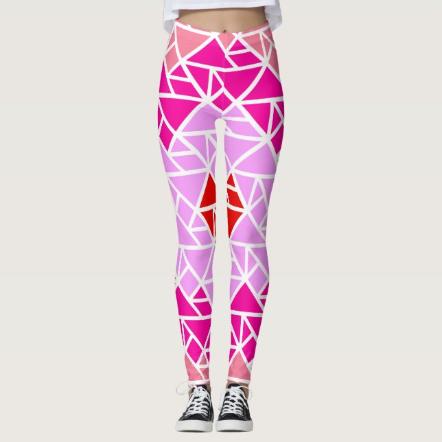 Herz-Tangram-Muster Leggings (Vorderseite)