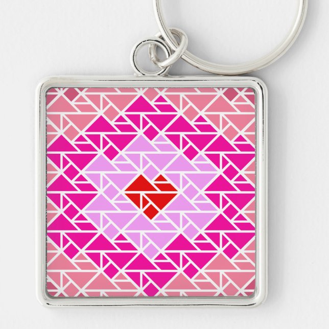 Herz-Tangram-Muster Schlüsselanhänger (Vorne)