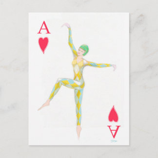 Herz Tanzdesign Kunst Retro Harlequin Postkarte