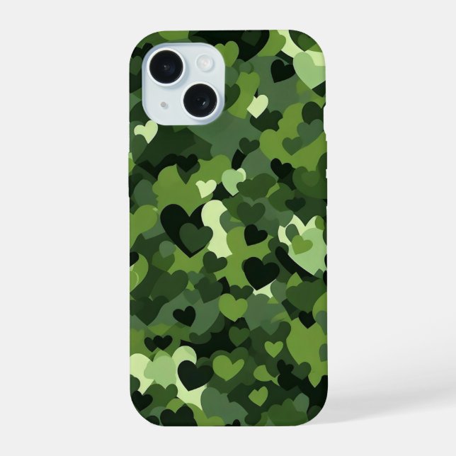Herz-Tarnung iPhone 15 Hülle (Rückseite)