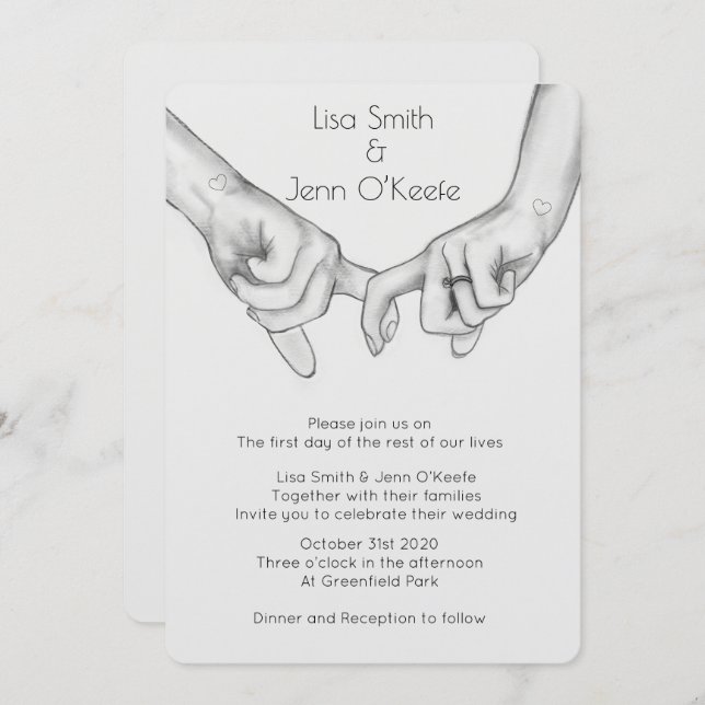 Herz Tattoo Hand Zeichnend Einladung zur Hochzeit (Vorne/Hinten)