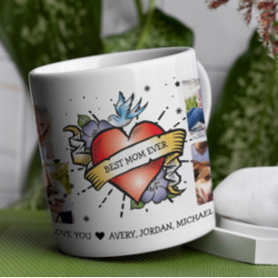 Herz Tattoo Personalisiert 8 Foto Collage Kaffeetasse