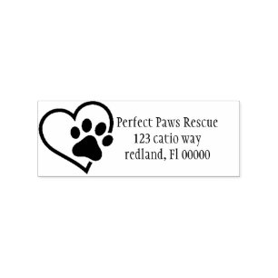 Herz Tatzen-Adressen-Etikett 2 Gummistempel