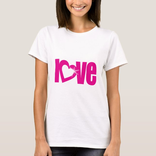 Herz-Textspitze "der Liebe" rosa T-Shirt (Vorderseite)