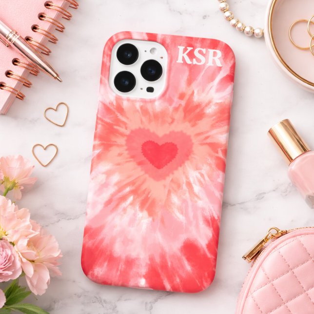 Herz-Tie-Dye-Monogramm  Case-Mate iPhone Hülle (Von Creator hochgeladen)