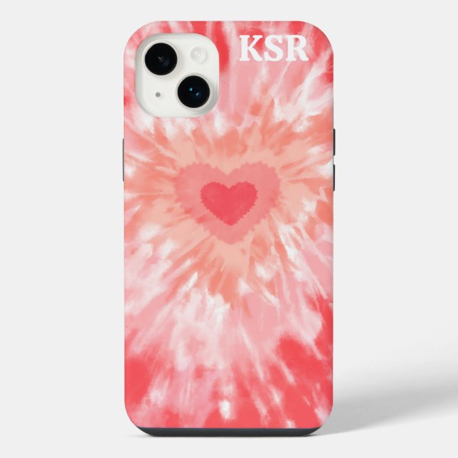 Herz-Tie-Dye-Monogramm  iPhone Hülle (Rückseite)