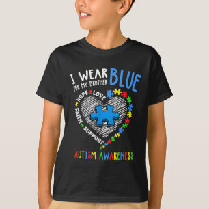Herz trage ich Blau für mein Bruder Autismus Bewus T-Shirt